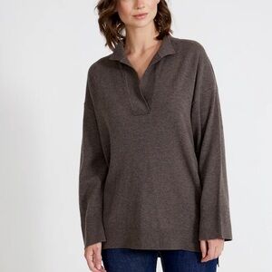 Holebrook Sweden Bittan Sweater in Dark Taupe-  100% Merino Wool - size XS